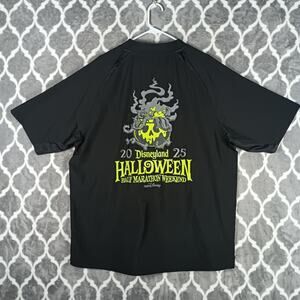 RUN Disney Disneyland Half Marathon Shirt Men Large Black 1/4 Zip Halloween 2025